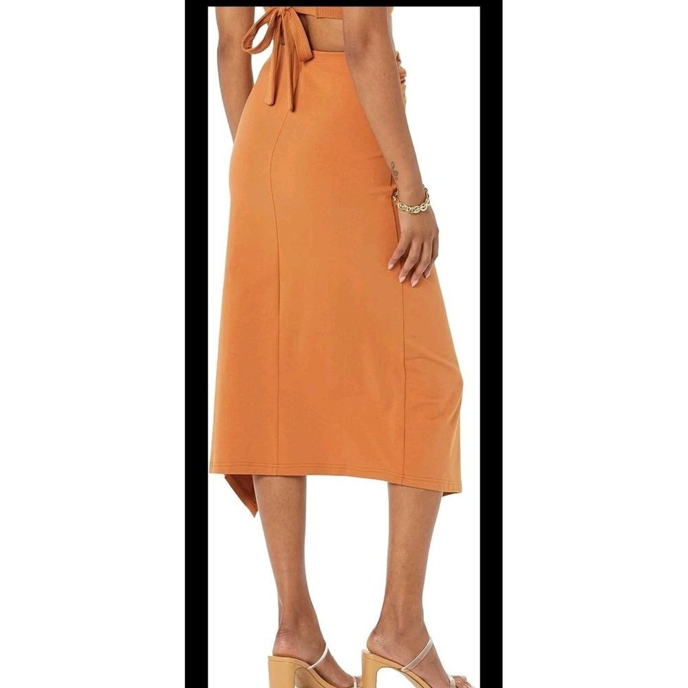 TEREA Women's Laila Faux Wrap Midi Skirt IN ADOBE Size XL NWT - Picture 3 of 11